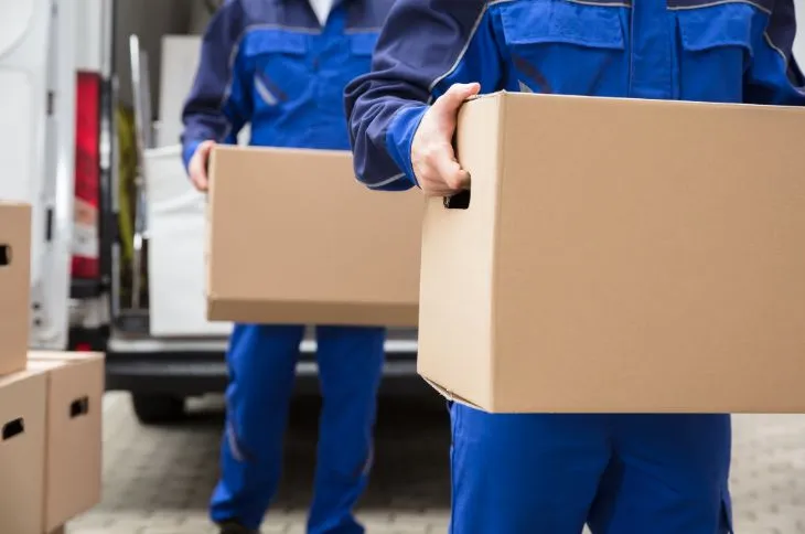 Unloading boxes from the truck